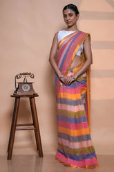 Sunset Stripes Mul Cotton Saree