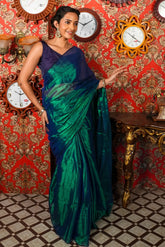 Aurora Emerald Handloom Zari Saree