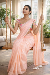 Peach Fuzz Mul Cotton Saree