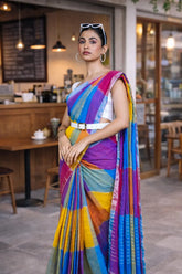 Tropic Edit Linen Saree