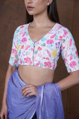 Zyra Flex Fit Blouse | multicolor abstract leaf/flower prints feel fresh, & artsy.