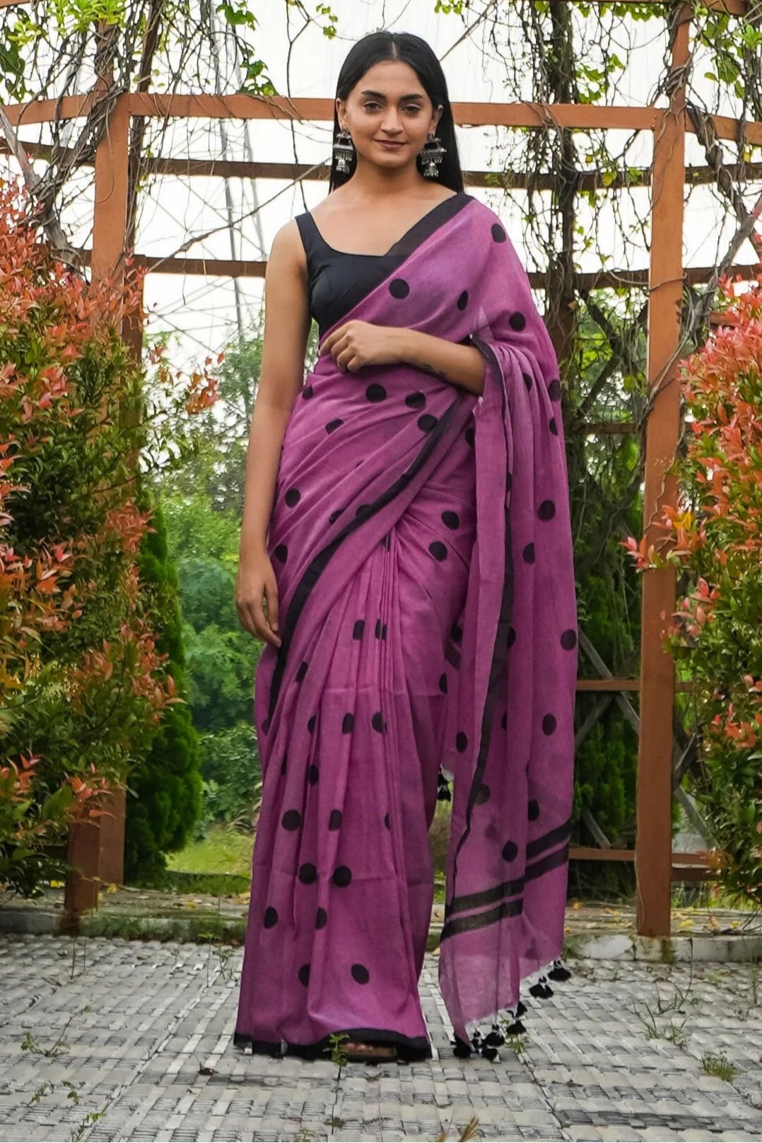 PolkaPlay Mul mul Cotton Saree