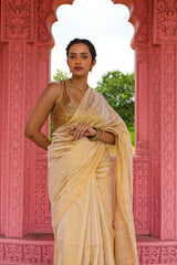 Ivorycharm Linen Zari Saree