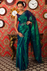 Aurora Emerald Handloom Zari Saree