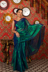 Aurora Emerald Handloom Zari Saree