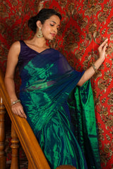 Aurora Emerald Handloom Zari Saree
