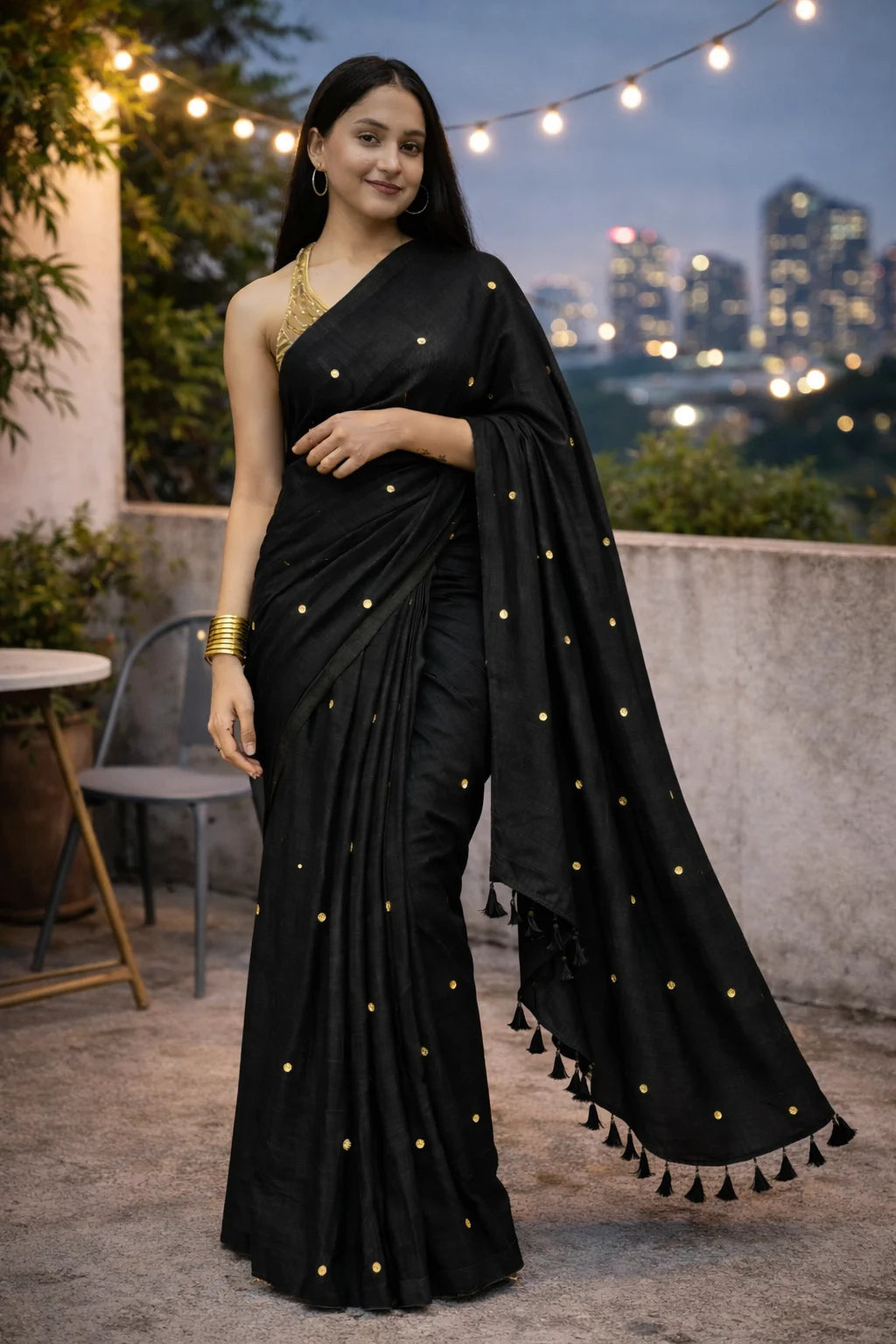 Black Bling Mul Cotton Saree