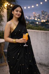 Black Bling Mul Cotton Saree