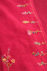 Cherry Bloom Embroidery Mul Cotton Saree