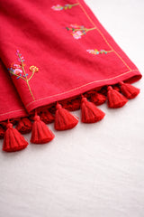 Cherry Bloom Embroidery Mul Cotton Saree