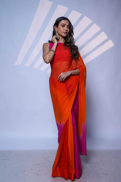 Citrus Glow Chiffon Saree