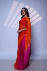 Citrus Glow Chiffon Saree