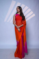 Citrus Glow Chiffon Saree