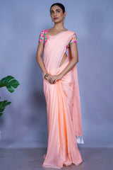 Peach Fuzz Mul Cotton Saree