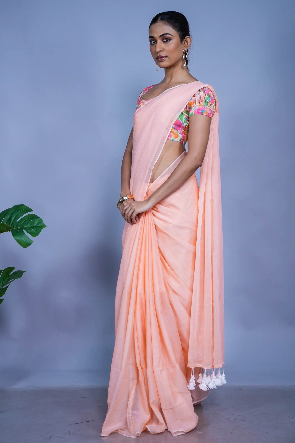 Peach Fuzz Mul Cotton Saree