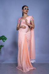 Peach Fuzz Mul Cotton Saree
