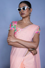 Peach Fuzz Mul Cotton Saree