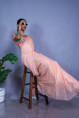 Peach Fuzz Mul Cotton Saree