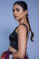 Elara Lace up style Blouse | Black, elegant in the front and bold in the back