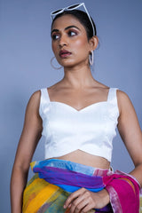 Elara Lace up style Blouse | White, elegant in the front and bold in the back