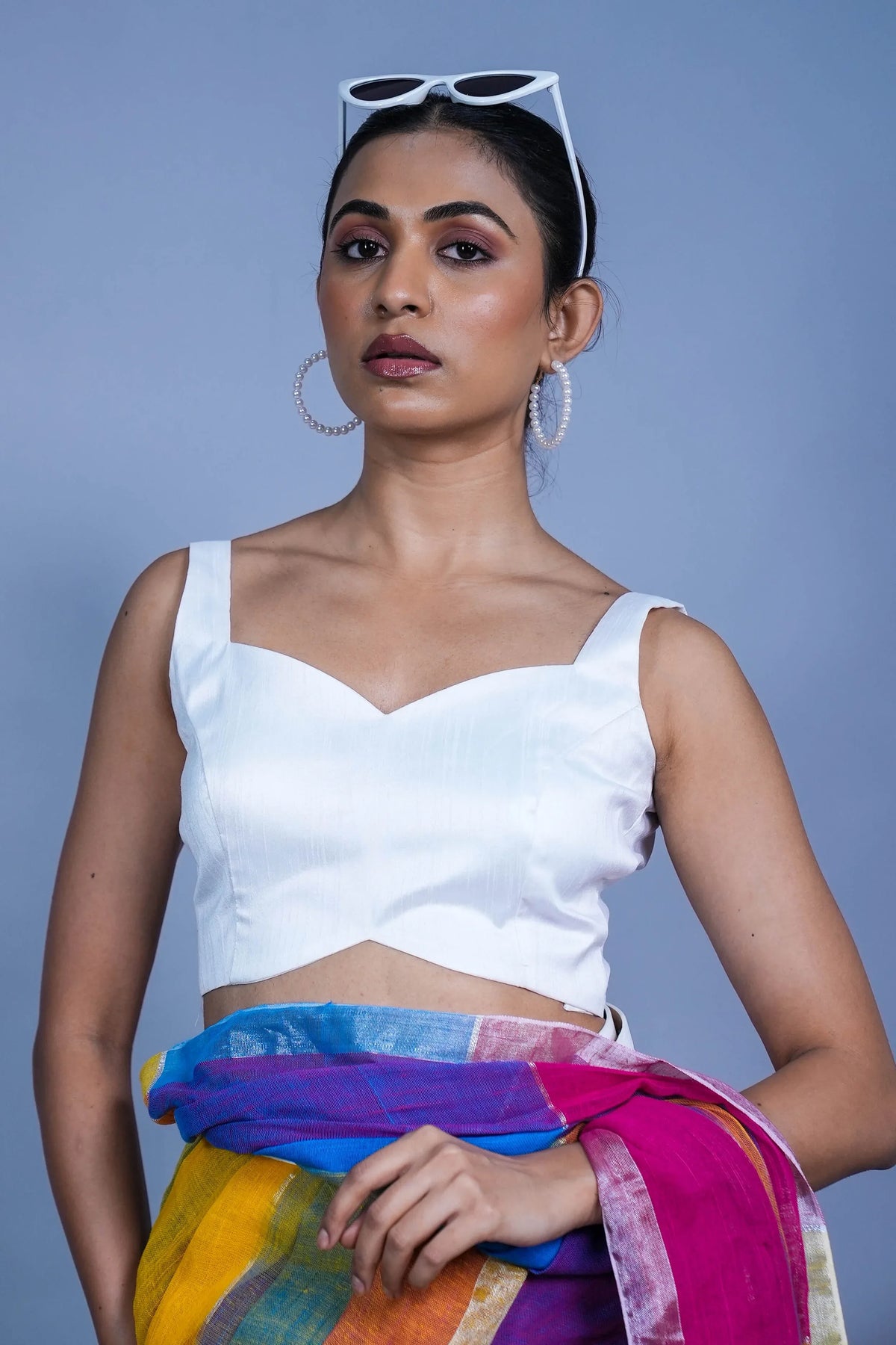 Elara Lace up style Blouse | White, elegant in the front and bold in the back