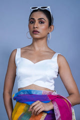 Elara Lace up style Blouse | White, elegant in the front and bold in the back