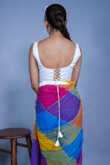 Elara Lace up style Blouse | White, elegant in the front and bold in the back