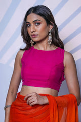 Velora high neck elastic waist blouse | Pink, elegant in the front and bold in the back