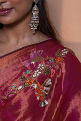 Burnt Bloom Handloom Zari Saree