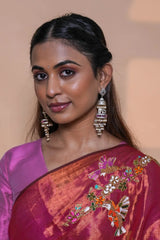 Burnt Bloom Handloom Zari Saree