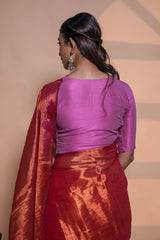 Burnt Bloom Handloom Zari Saree