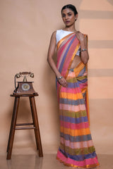Sunset Stripes Mul Cotton Saree