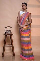 Sunset Stripes Mul Cotton Saree