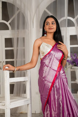 Lilac Glow Handloom Zari Saree