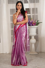 Lilac Glow Handloom Zari Saree