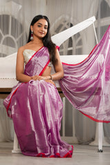 Lilac Glow Handloom Zari Saree