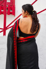Dark Romance Black Khadi Saree