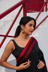 Dark Romance Black Khadi Saree