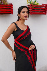 Dark Romance Black Khadi Saree