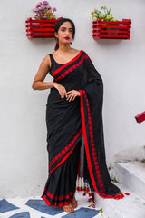 Dark Romance Black Khadi Saree