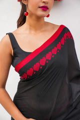 Dark Romance Black Khadi Saree