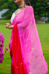 BlushFire Chiffon Saree
