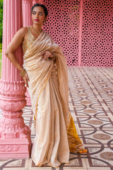 Ivorycharm Linen Zari Saree