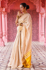 Ivorycharm Linen Zari Saree