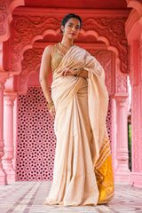 Ivorycharm Linen Zari Saree