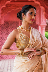 Ivorycharm Linen Zari Saree