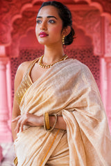 Ivorycharm Linen Zari Saree