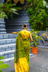 GreenGleam Linen Zari Saree