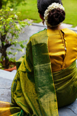 GreenGleam Linen Zari Saree
