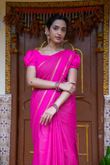 PinkFizz Checks Khadi Saree